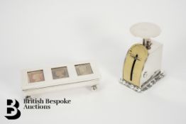 Pair of Silver Scales and Stamp Box