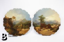 Victorian Painted Panel Face Screens