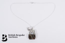 Silver and Agate Pendant Necklace