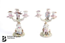 Pair of German Porcelain Candelabra