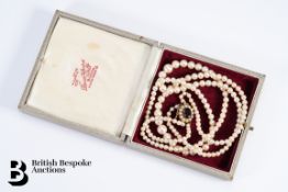 Vintage Pearl Necklace with 9ct Gold Garnet Clasp