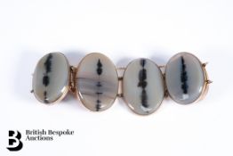 Edwardian 9ct Gold Moss Agate Bracelet