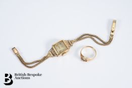 9ct Gold Cocktail Watch and 18ct Gold Ring