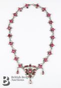 Art Nouveau-Style Silver and Paste Necklace