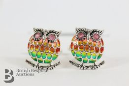 Pair of Silver and Plique a Jour Earrings