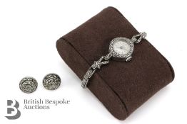 1950's Avia Silver and Marcasite Wrist Watch