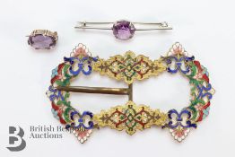 Two Amethyst Brooches