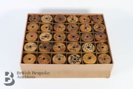 Tray of Large Vintage Thread Spools