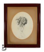 Early 20th Century Drawing of a Young Woman