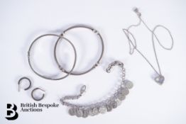 Pair of Silver Tiffany & Co Hoop Earrings and Gucci Silver Charm Bracelet