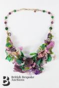 Fancy Glass and Floral Necklace