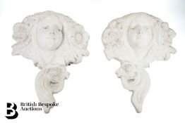 Pair of Plaster Wall Mounted Planters