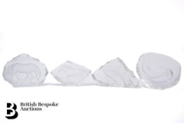 Four Mats Jonasson Crystal Sculptures