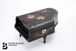 Japanese Black Lacquer and Mother of Pearl Piano Jewellery Music Box