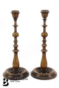 Pair of Fruit Wood Candlesticks