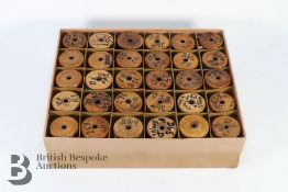 Tray of Large Vintage Thread Spools