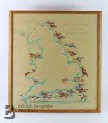 B C Moore Hand Painted Map of Hunting Counties of England, Scotland and Wales
