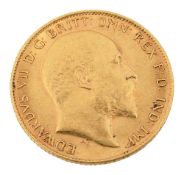 An Edward VII gold half sovereign