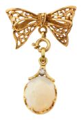 An opal fob pendant brooch
