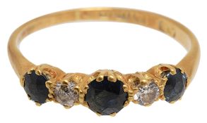 A sapphire and diamond five stone ring