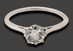 A diamond single stone ring