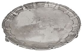 A small Edwardian silver presentation salver