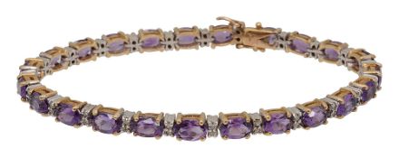An amethyst and diamond-set flexible line bracelet