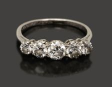 A graduated five stone diamond ring