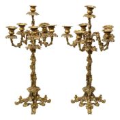 A pair of early Victorian gilt metal six light fruiting vine candelabra c.1840