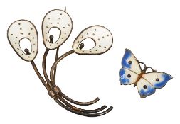 An Oystein Balle white enamel brooch