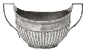 An Edwardian silver twin handled sugar basin