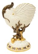 A late 19th century Royal Worcester nautilus vase
