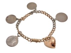 A two colour curb link chain charm bracelet