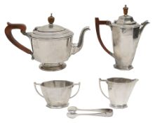 A George VI silver four piece tea service