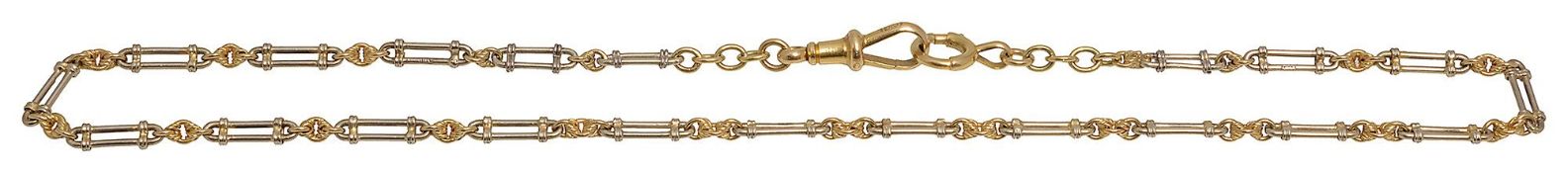 An 18ct two coloured Edwardian fancy link chain