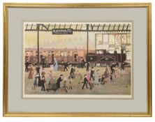 Helen Bradley (British, 1900-1979) Blackpool Station, signed print