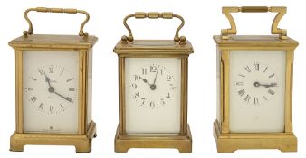 A Bayard brass carriage clock and two other carriage clocks