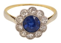 A sapphire and diamond-set cluster ring