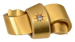 A mid Victorian diamond and bloomed yellow gold brooch,