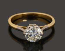 A diamond single stone ring