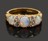 A late Victorian opal and diamond-set ring