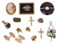 19th century and later jewellery to include a Grand Tour micromosaic panel brooch