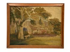 A woolwork landscape of a garden