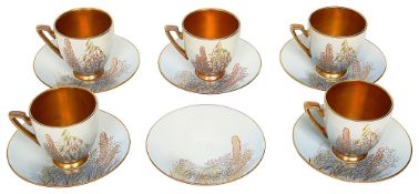 A 1930s Carlton ware 'Wild Duck' pattern part coffee set