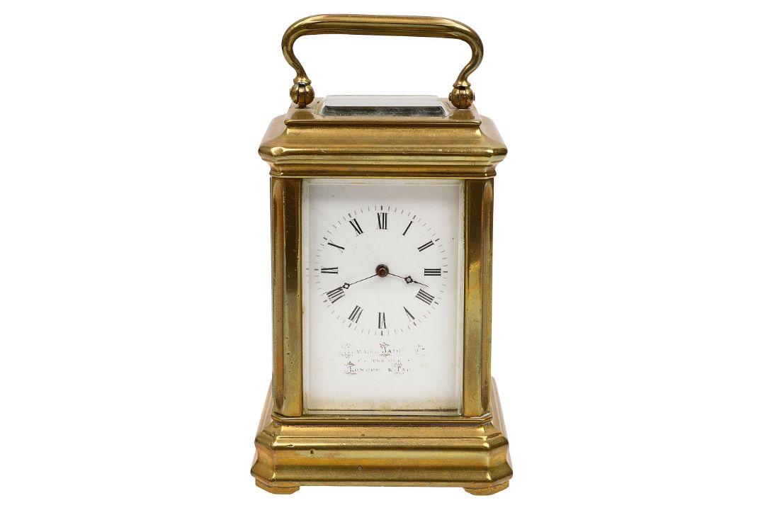 A French miniature carriage clock retailed by Howell James