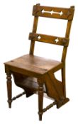 A Victorian oak set of metamorphic library steps