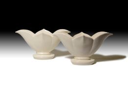 A pair of Fulham Pottery lotus vases