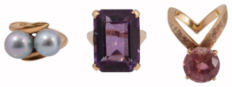 Three gem-set rings: