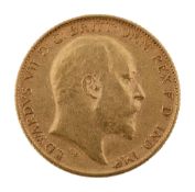 A Edward VII gold half sovereign, 1910