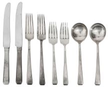 An American Art Deco silver part canteen of flatware
